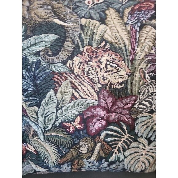 Safari Tapestry Throw Pillow Tiger Jungle 18x17” Elephant Jungle Brush - Picture 5 of 16